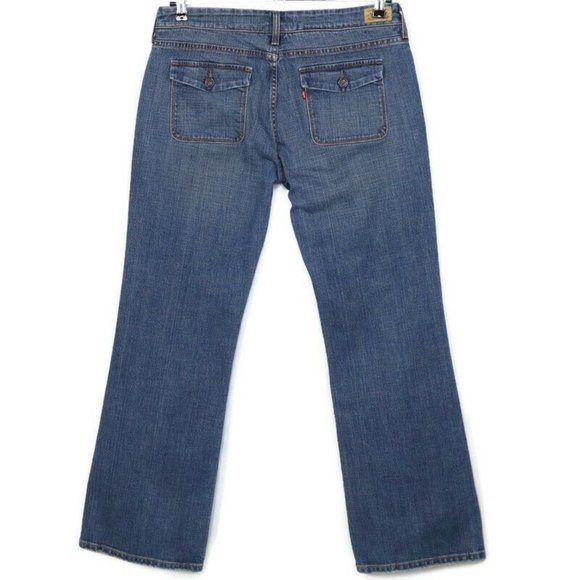 Levi's 545 Low Boot Cut Jeans Distressed Stretch 14 x 31 Medium‎ - Picture 2 of 10